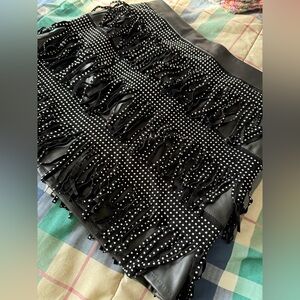 NWT Sexy fringe PU skirt